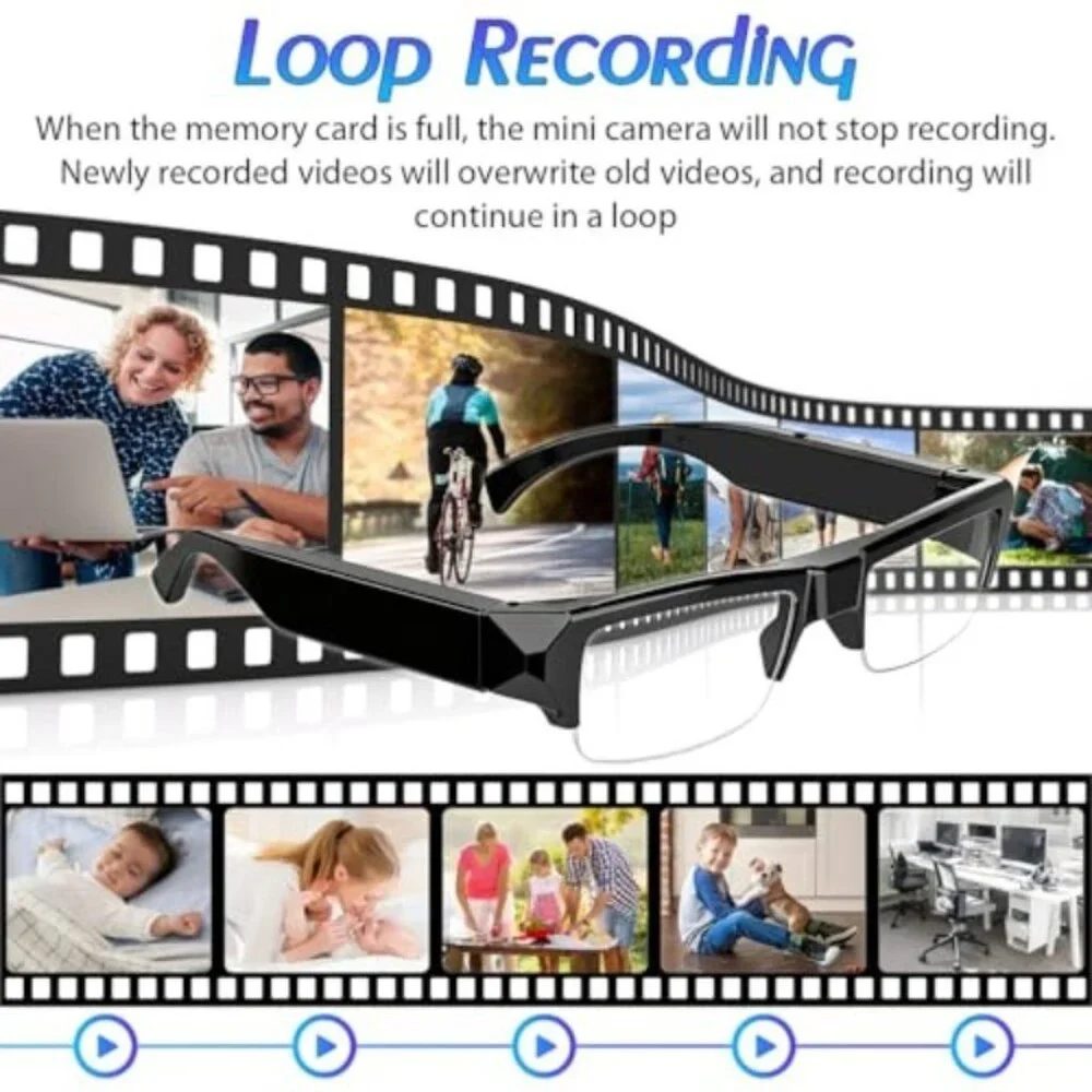 Camera Glasses 1080P Video Recording Outdoor Sport Glasses with Camera 64GB Wear